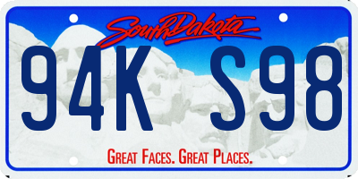 SD license plate 94KS98