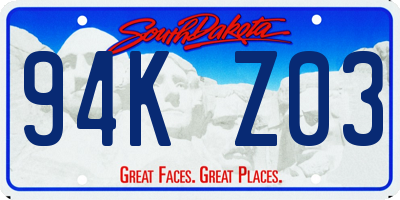 SD license plate 94KZ03