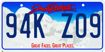 SD license plate 94KZ09