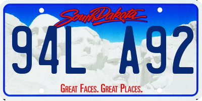 SD license plate 94LA92