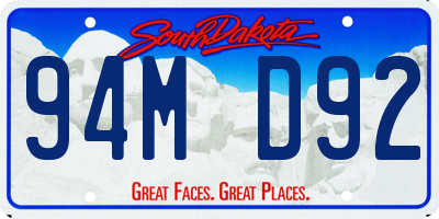 SD license plate 94MD92