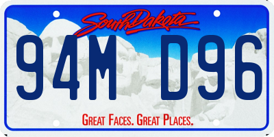 SD license plate 94MD96