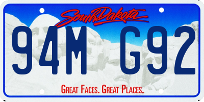 SD license plate 94MG92