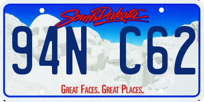 SD license plate 94NC62