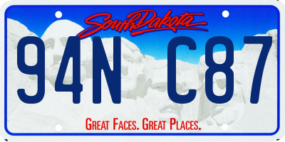 SD license plate 94NC87