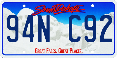 SD license plate 94NC92