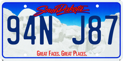SD license plate 94NJ87