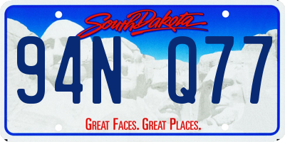 SD license plate 94NQ77