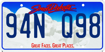 SD license plate 94NQ98