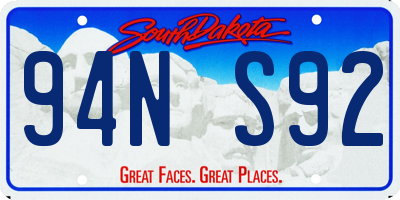 SD license plate 94NS92