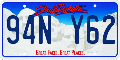 SD license plate 94NY62