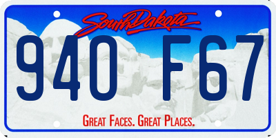 SD license plate 94OF67