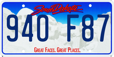 SD license plate 94OF87