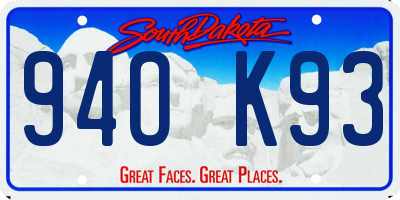SD license plate 94OK93
