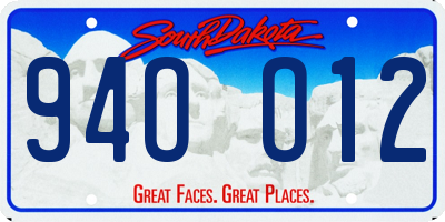 SD license plate 94OO12