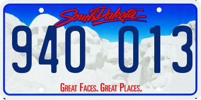 SD license plate 94OO13