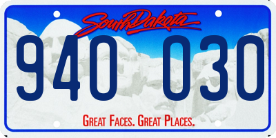 SD license plate 94OO30