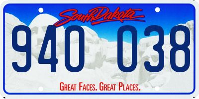 SD license plate 94OO38