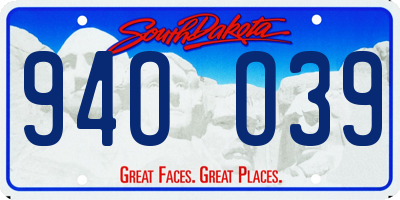 SD license plate 94OO39