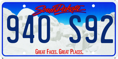 SD license plate 94OS92