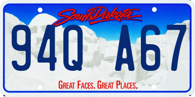 SD license plate 94QA67