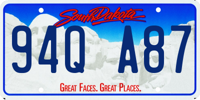 SD license plate 94QA87