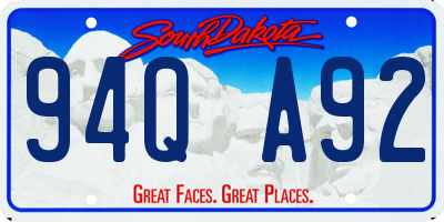 SD license plate 94QA92