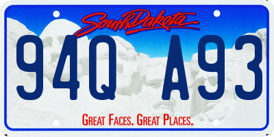 SD license plate 94QA93