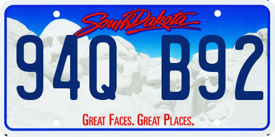 SD license plate 94QB92