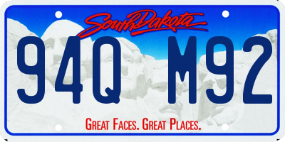 SD license plate 94QM92