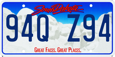 SD license plate 94QZ94