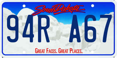 SD license plate 94RA67