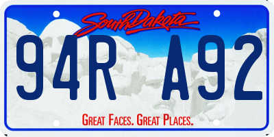 SD license plate 94RA92