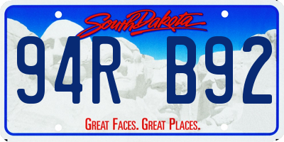 SD license plate 94RB92