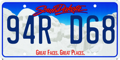 SD license plate 94RD68
