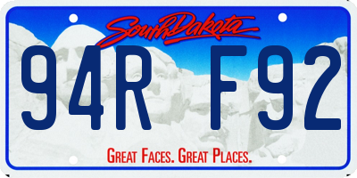 SD license plate 94RF92