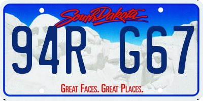 SD license plate 94RG67