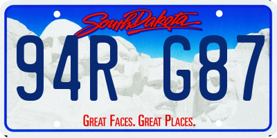 SD license plate 94RG87