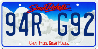 SD license plate 94RG92