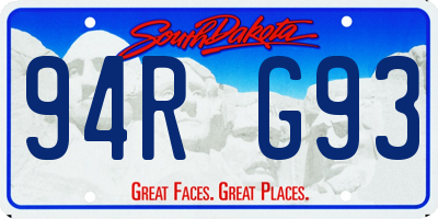 SD license plate 94RG93