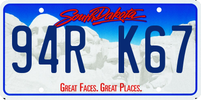 SD license plate 94RK67