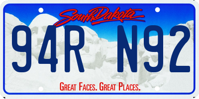SD license plate 94RN92