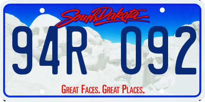 SD license plate 94RO92