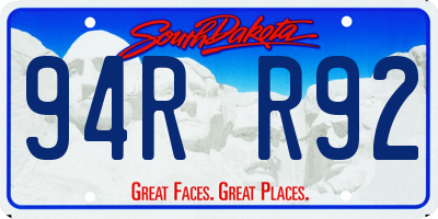 SD license plate 94RR92
