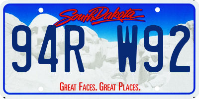 SD license plate 94RW92