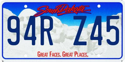 SD license plate 94RZ45