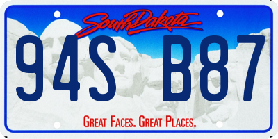 SD license plate 94SB87