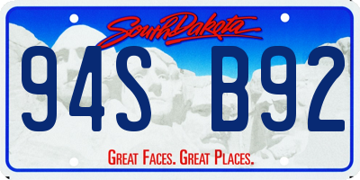 SD license plate 94SB92