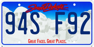 SD license plate 94SF92