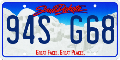 SD license plate 94SG68